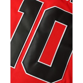 Men's Baseball Jersey #10 Red V-Neck Breathable Loose Fit with Bad Boys & Number 10 Design, Machine Washable for Sports, Casual Outings, Parties (Sizes S-3XL), Outdoor Activities Apparel | Sporty Vneck Style | Detailing