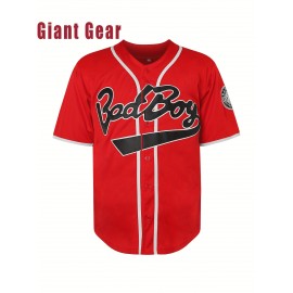 Men's Baseball Jersey #10 Red V-Neck Breathable Loose Fit with Bad Boys & Number 10 Design, Machine Washable for Sports, Casual Outings, Parties (Sizes S-3XL), Outdoor Activities Apparel | Sporty Vneck Style | Detailing