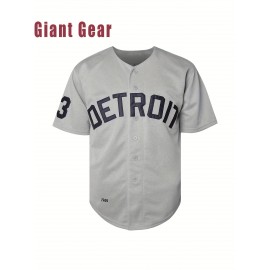 Men's Breathable V-Neck Baseball Jersey #23 Embroidered Polyester Sportswear - Loose Fit Knit Fabric for Streetwear, Team Sports, Beach & Outdoor Activities (Sizes S-3XL)