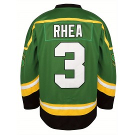 Men's #3 Embroidered Ice Hockey Jersey - Retro V-Neck, Long Sleeve, Polyester Blend, Machine Washable - Perfect for Sports & Casual Wear, Outdoor Activities, Parties, and Holidays