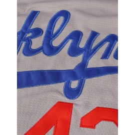 #42 Grey Baseball Jersey Stitched Polyester Men'S Retro Baseball Shirt Button Short Sleeved Baseball Top S-3XL Hip Hop Clothes