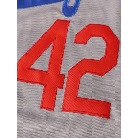 #42 Grey Baseball Jersey Stitched Polyester Men'S Retro Baseball Shirt Button Short Sleeved Baseball Top S-3XL Hip Hop Clothes