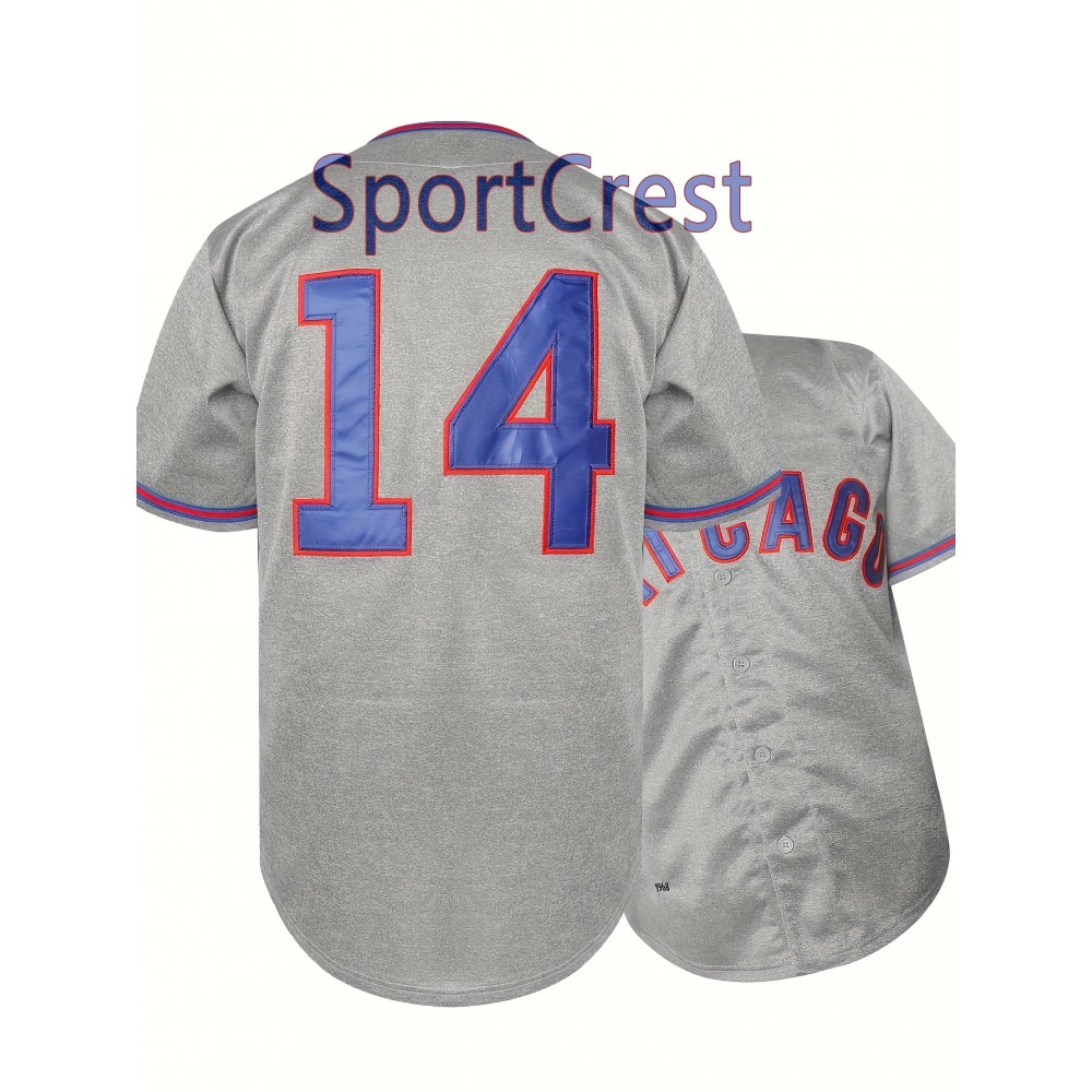 14 Grey Baseball Jersey Stitched Polyester Men'S Retro Baseball Shirt Button Short Sleeved Baseball Top S-3XL Hip Hop Clothes 14 Grey Baseball Jersey Stitched Polyester Men'S Retro Baseball Shirt Button Short Sleeved Baseball Top S-3XL Hip Hop Clothes