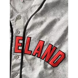 #19 Grey Baseball Jersey Stitched Polyester Men'S Retro Baseball Shirt Button Short Sleeved Baseball Top S-3XL Hip Hop Clothes