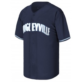 Men's #7 Navy Blue Embroidered Baseball Jersey - V-Neck, Short Sleeve, Polyester Sports Shirt for All Seasons