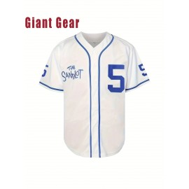 Men'S # 5 White Baseball Jersey With Breathable V-neck Loose Fit, Perfect For Training, Hiking, Leisure, And Team Sports. Size S-3XL
