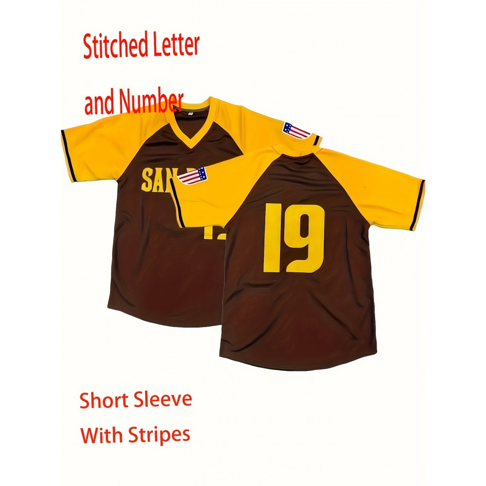 19 Brown Breathable Embroidered Football Jersey - Casual V-Neck Sports Shirt For Outdoor Activities & Parties, Sizes S-XXXL 19 Brown Breathable Embroidered Football Jersey - Casual V-Neck Sports Shirt For Outdoor Activities & Parties, Sizes S-XXXL