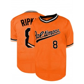 #8 Orange Baseball Jersey Stitched Polyester Men'S Retro Baseball Shirt Button Short Sleeved Baseball Top S-3XL Hip Hop Clothes