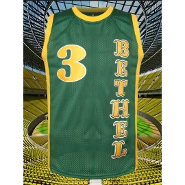 Men's #3 Green & Yellow Basketball Jersey - Breathable Polyester, 