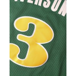 Men's #3 Green & Yellow Basketball Jersey - Breathable Polyester, 
