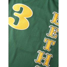 Men's #3 Green & Yellow Basketball Jersey - Breathable Polyester, 