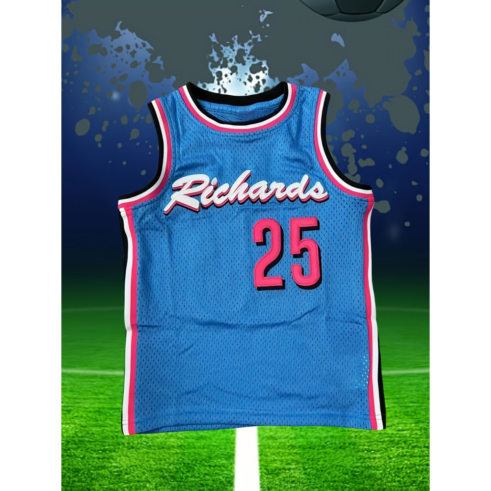 Men's #25 Classic Retro Embroidered Basketball Jersey - Breathable Sleeveless Vest for Training & Competitions, Polyester, Machine Washable
