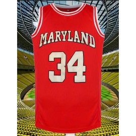 Men'S #34 Embroidered Basketball Jersey, 100% Polyester, Crew Neck Sleeveless Sports Shirt, Slight Stretch, Loose Fit, Universal Fit, with Sizes S-3XL for Casual, Training, Hiking, Daily & Weekend Wear, Couples, Men