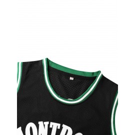 Men's #3 Montrose Christian Basketball Jersey - Black, Embroidered Green & White, Sleeveless Sportswear for Training & Competition, Breathable Mesh Fabric, Ideal for Spring-Autumn, Sizes S-XXXL