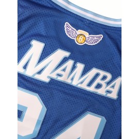 1pc Men'S Breathable Polyester Basketball Jersey, Embroidered #8-24, Crew Neck, Slight Stretch, Loose Fit, Machine Washable - Ideal for Sports, Casual, Streetwear, Parties, Sizes S-XXXL