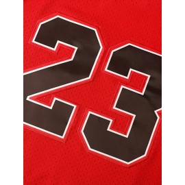 Men'S # 23 Red Embroidered Polyester Basketball Shirt V-neck Sleeveless Sports Shirt Breathable Knitted Fabric Suitable For Team Sports Training Casual Wear S-3XL Sports Shirt Sports Appearance Breathable Polyester Fiber