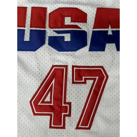 Men's #47 Basketball Jersey - 100% Polyester Knit, Letter & Number, Crew Neck, Sleeveless Sports Top for Training, Casual Wear, Team Sports - Loose Fit, Adult Size, Team Sports Apparel|Patriotic Design| Details