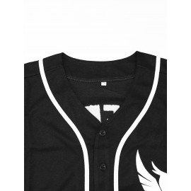 3# baseball jersey button up shirt men's jersey embroidered men's soccer jersey retro short sleeved V-neck casual sportswear loose game and party