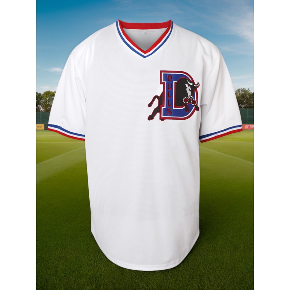 Men's #37 Retro White Baseball Jersey with Blue & Red Stripes - Embroidered, V-Neck, Short Sleeve, Loose Button-Up Shirt for Training & Games - Lightweight Polyester, Machine Washable