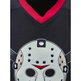 1pc Men'S Ice Hockey Jersey - #13 Voorhees Embroidered Polyester Sports Top, V-Neck Long Sleeve Loose-Fit, Slight Stretch Knit Fabric, for Party, Sports Events, Casual & Outdoor Activities - Four Seasons