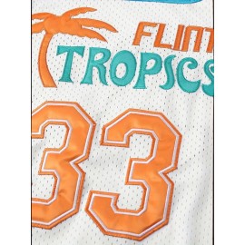 1pc Men'S Flint Tropics #33 Embroidered Basketball Jersey - Breathable Polyester Tank Top with Slight Stretch, Crew Neck, Loose Fit for Sports, Casual & Team Events - Four Seasons