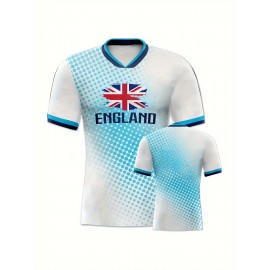Women's Large Size Professional Sports Fabric Creative Pattern Print European National Team Soccer Jersey T-shirt, Soccer Jersey Flag Uniforms Shirts, Breathable And Lightweight, Moisture-Wicking, As Gifts For Sports Fans