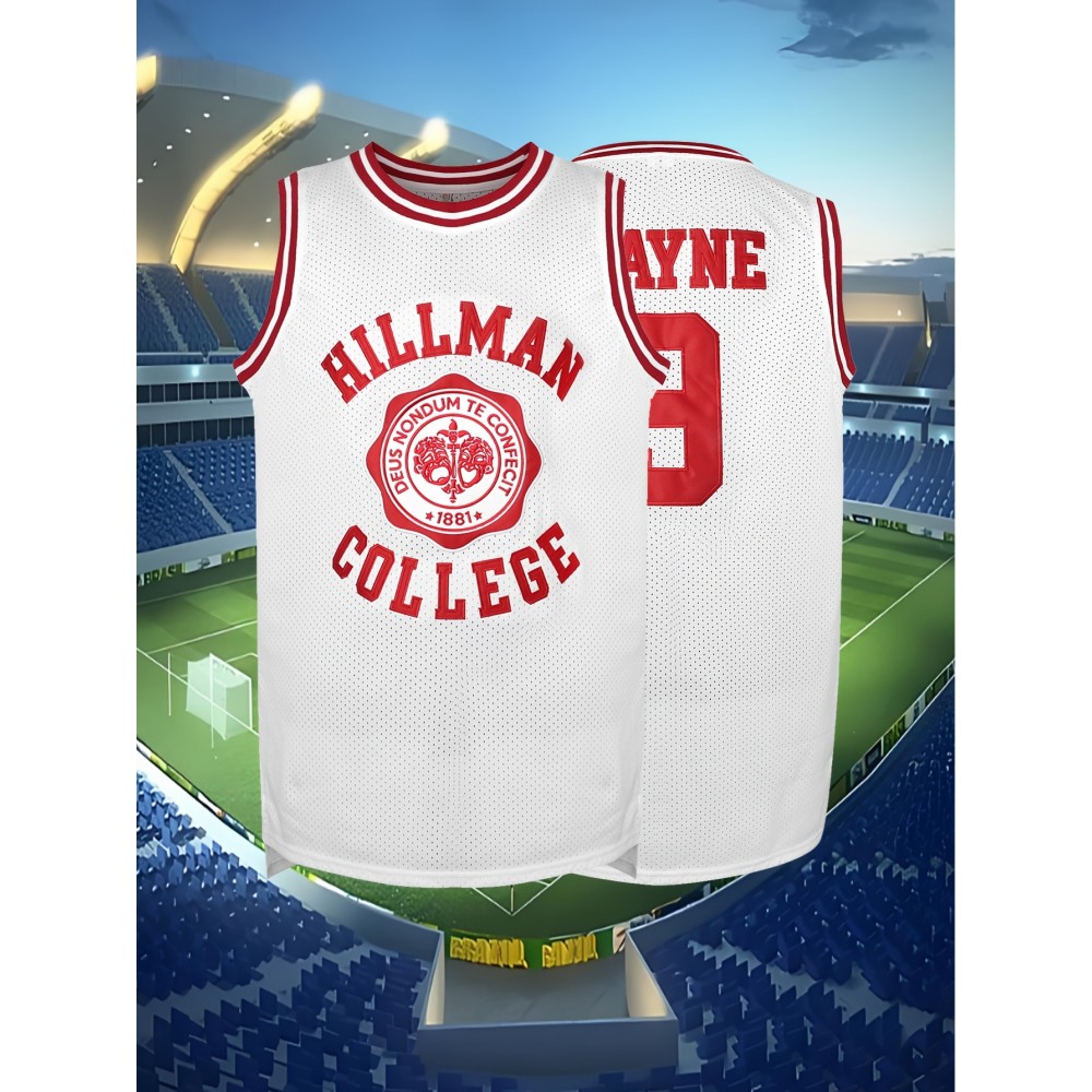 Men's #9 Embroidered Basketball Jersey - White & Red Hillman College Design, Loose Fit, Round Neck, S-3XL, Polyester Knit Fabric for Sports & Casual Wear, Outdoor Activewear | Loose Fit Jersey | Embroidered Detailing Men's #9 Embroidered Basketball Jersey - White & Red Hillman College Design, Loose Fit, Round Neck, S-3XL, Polyester Knit Fabric for Sports & Casual Wear, Outdoor Activewear | Loose Fit Jersey | Embroidered Detailing
